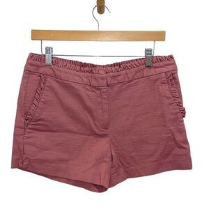 Loft Womens‎ Ruffled Flat Front Cotton Blend Casual Shorts 4" Pink Size 6